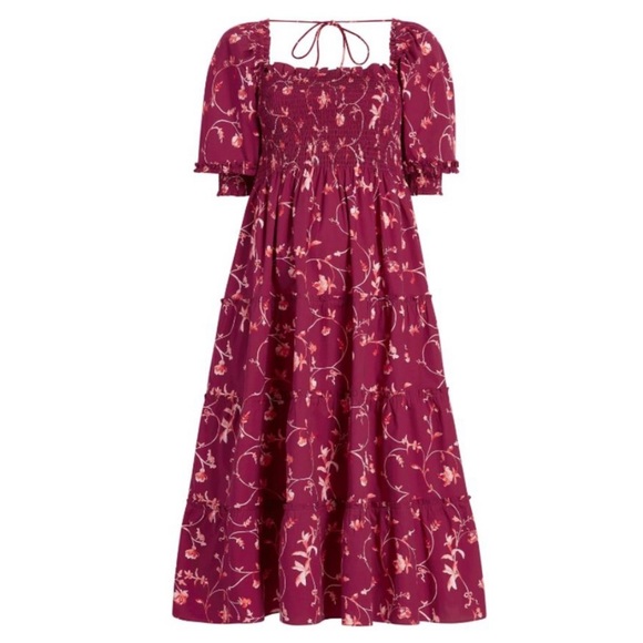 Hill House Dresses & Skirts - NWT Hill House Home Nesli nap dress burgundy botanical floral print poplin XS